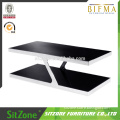 Sitzone black tempered glass coffee table with stainless steel frame Y05